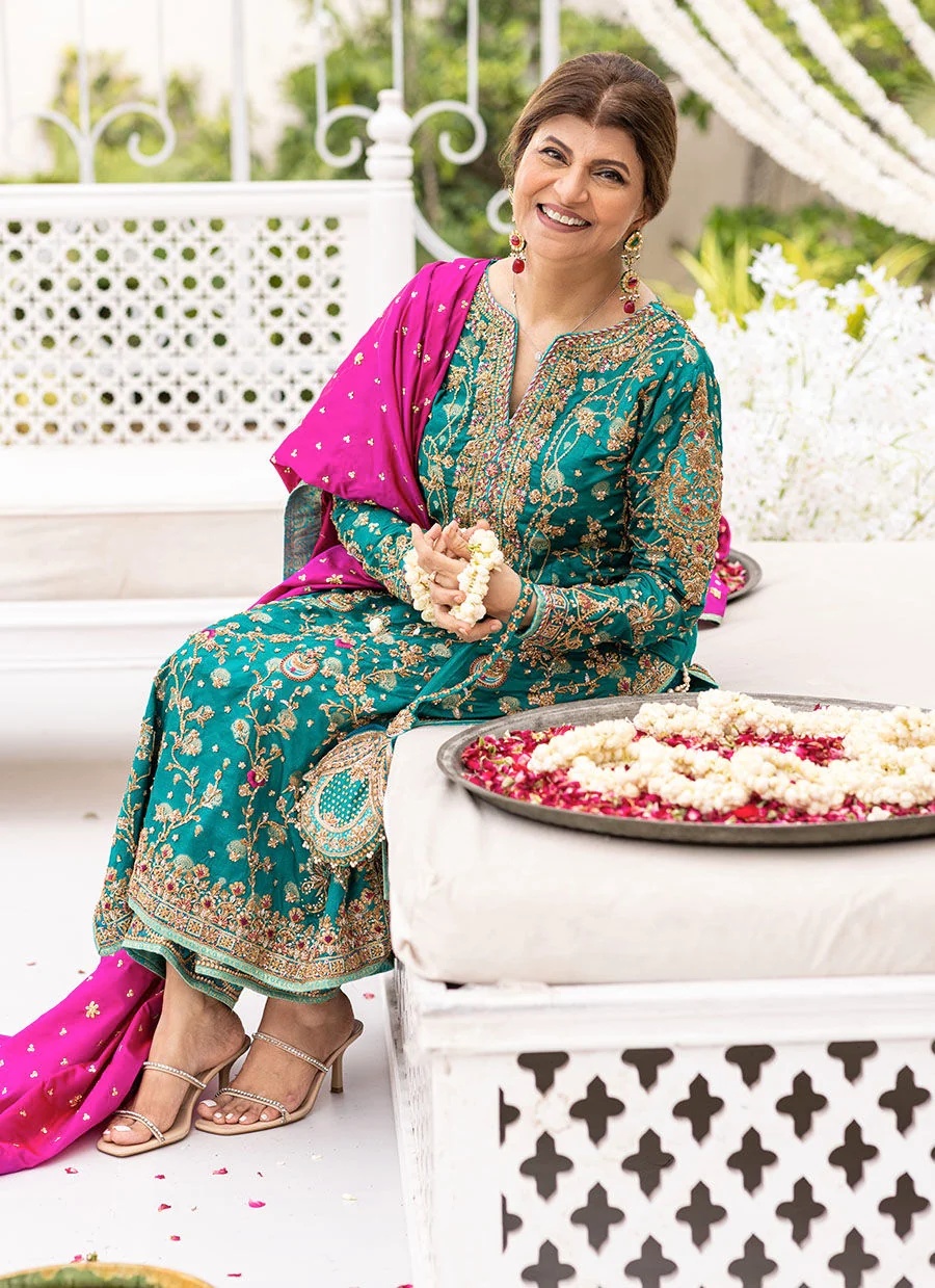 Avisa Emerald pakistani fashion outfit in blue, aqua, green, emerald…